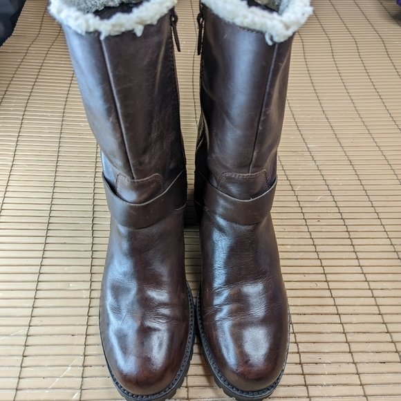 Cole Haan "Champlain" side zip faux fur trim, waterproof women's sz 8.5B distres - Picture 3 of 12